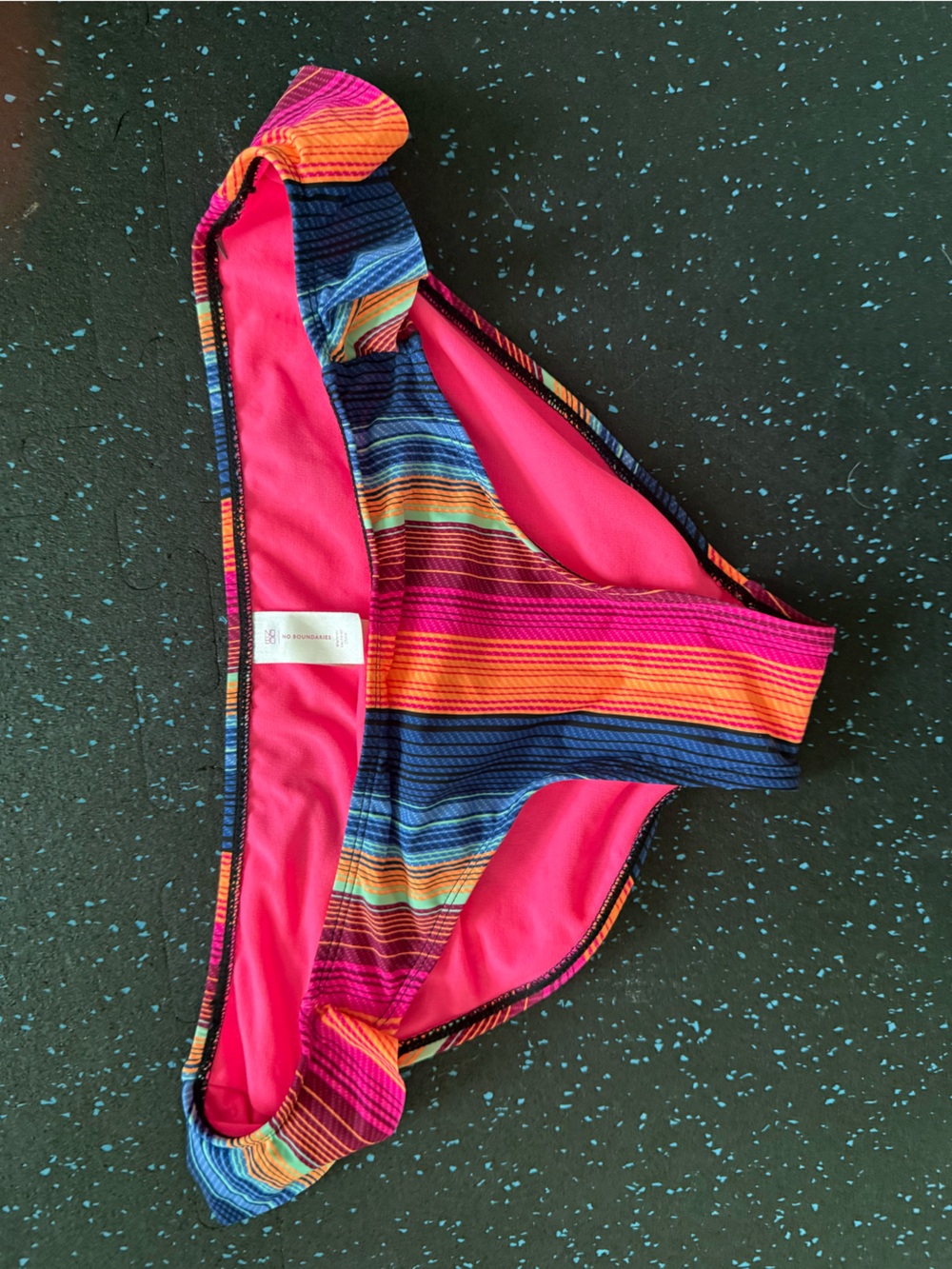 NOBO Girls' Pink and Multi-Color Striped Swim Bottoms